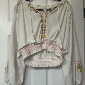 Embroidered White Peasant Blouse